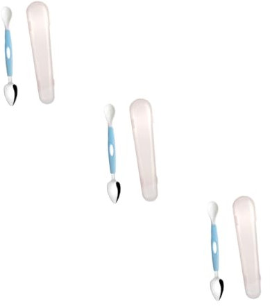 Abaodam 3 Piezas Rascador Doble Punta Herramientas Excavación Cubiertos Portátiles Cucharas Prácticas Cucharas Postre Bebé Proposito Doble Acero Inoxidable Cuchara Alimentación