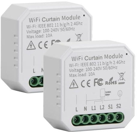 2 Pezzi Interruttore per Tapparelle Smart Modulo Comando Wireless, Per Tende, Controllo Vocale e App
