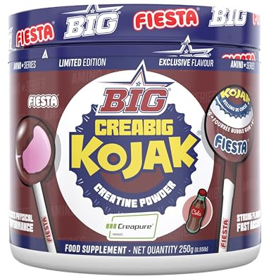 BIG - Creatina Creapure ® - Creatina Monohidratada Creapure en Polvo, Rendimiento Físico y Recuperación - Materia Prima Premium - Monohidrato de Creatina de Rápida Absorción, Vegana (250g, Cola)