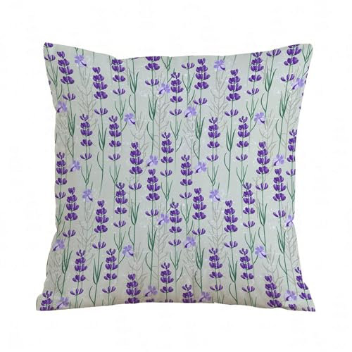 AELKSP Fundas de Cojín 45x45 cm,Lavanda, patrón botánico con Tema de Hierbas Frescas de aromaterapia,Fundas de Cojín Decorativo para Sofá,Cama, Silla,Salón,Coche.Modernas y con Cremallera Invisible