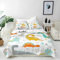 ANHOPE Bunte Cartoon Dinosaurier Bettwäsche Set Microfaser Bettbezüge mit Reißverschluss 2 Teilig Bettbezug 135x200 cm + Kissenbezug 80x80 cm Weich Bettdeckenbezug Set für Kinder Jungen Mädchen