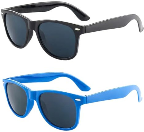 Mikiuly Gafas de Sol para Niños y Bebés - Protección UV400, Negro y Azul - para 3 a 12 Años
