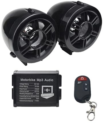 Generic Enceinte audio stéréo pour moto – Haut-parleur à dents bleues | Haut-parleurs de moto avec lumières clignotantes LED | Étanche et robuste | Sortie 40 W | Connectivité Bluetooth et USB