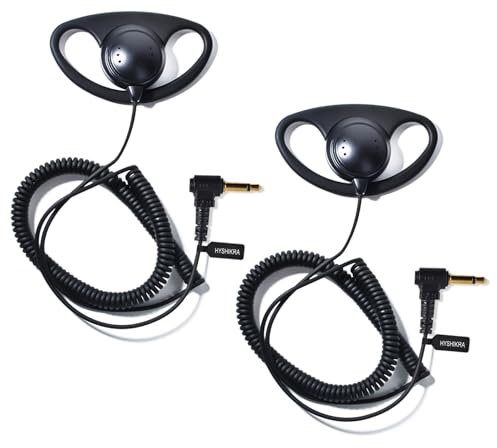 HYSHIKRA On Ear Headset 3.5mm Jack Single Ear Reception Only Walkie Talkie Headphones Compatible with Motorola Sepura Rexon Wouxun Kenwood Baofeng Quansheng Handheld radios (Forma D 2)