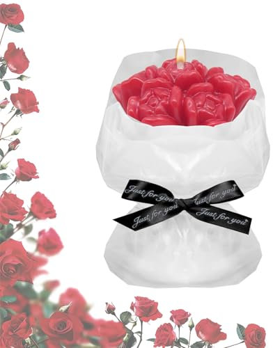 Horuili® Candela di San Valentino, candela profumata a forma di bouquet, candela profumata a forma di bouquet, candela regalo per San Valentino, festa della mamma, compleanno, matrimonio