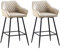 AINPECCA Bar stools Set of 2 Beige Faux Leather Upholstered Seat with Backrest & Armrest Black Metal Legs Breakfast Counter Kitchen Chairs