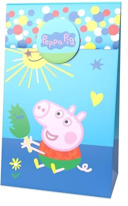 Party Factory Peppa Pig 10 Partytüten inklusive Sticker, 10x20x6cm, bunt, Papiertüten für Mitgebsel, Kindergeburtstag