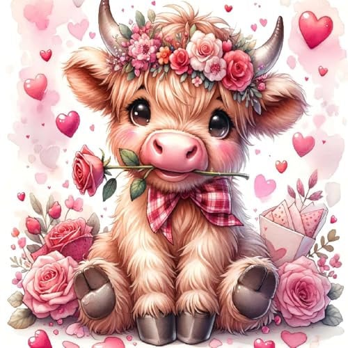 CLYCTIP Diamond Painting Kits Adults, Animal cow Diamond Painting, Diamond Painting Pictures, 30 x 30 cm (A)