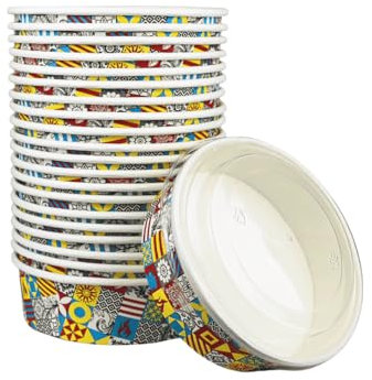 Enpack - 500ml Bowl für Lebensmittel aus Kraft Papier mit RPET Deckel - Einweg Papp-Salatschale mit PLA Innenbeschichtung - Bio-Schale (500 ml, 50, stück)