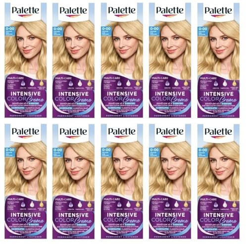 (Pack of 10) Palette Intensive Color Cream 0-00 (E20) Super Light Blond Hair Color - Full Box - with English Instruction Leaflet