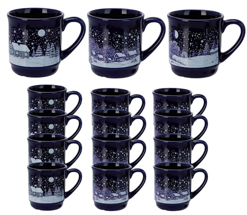Annastore 12x Weihnachtstassen mit Füllstrich Glühweintassen mit Eichstrich