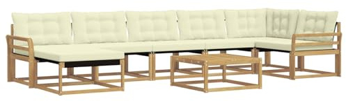 vidaXL Outdoor-Sofagarnitur 8 pcs Weiß und Creme 79 x 79 x 37 cm, Robustes, modernes Outdoor-Sofa-Set, Gartenmöbel zum Entspannen, wetterfeste Lounge, ergonomische Sitze
