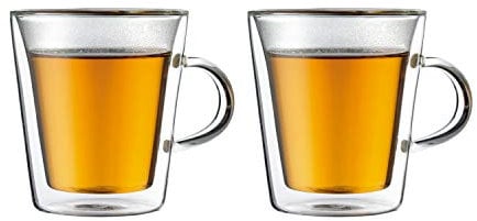 Bodum Canteen Double Wall Glass Set, Mouth Blown Borosilicate Glass - 0.2 L, Pack of 2