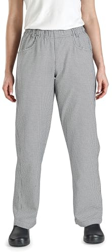 Mercer Culinary M60040HTM Millennia Women's Chef Pants in Hounds Tooth, Medium, Black/White