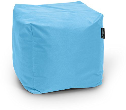 BuBiBag Sitzpouf für Outdoor Sitzsack, Fußhocker ideal für Gaming Sitzsäcke, Wetterfest, Outdoor Pouf (45x45x45cm, Hellblau)