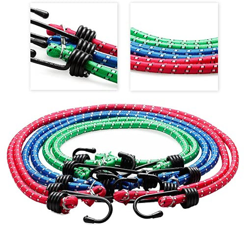 Smart Planet® Starke Expander mit Haken - Set 6-Teilig - EXTRA DICK STARK - 12mm Durchmesser Gepäckspanner 2X 60cm 2X 80cm 2X 100cm lang Spanngurte