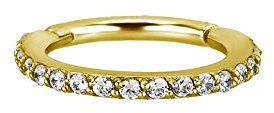 Trend Agent SEGMENTRING Clicker mit echten Swarovski® Kristallen 1.2 x 12 mm | Gold | Klar |