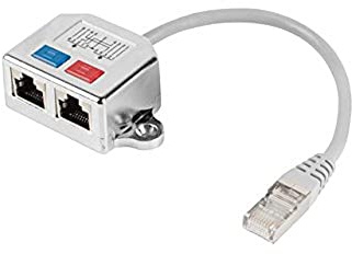 Lanberg AD-0026-S Rj45 Stecker auf Rj45 Buchse 2x Splitter Fast Ethernet T-Adapter grau