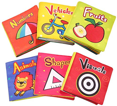 TOP BRIGHT Soft Books for Babies, Baby Toys 6 to 12 Months Girls Boys, Crinkle Sensory Books for Infants 1 Year Old Bath Toy (Pack of 6)