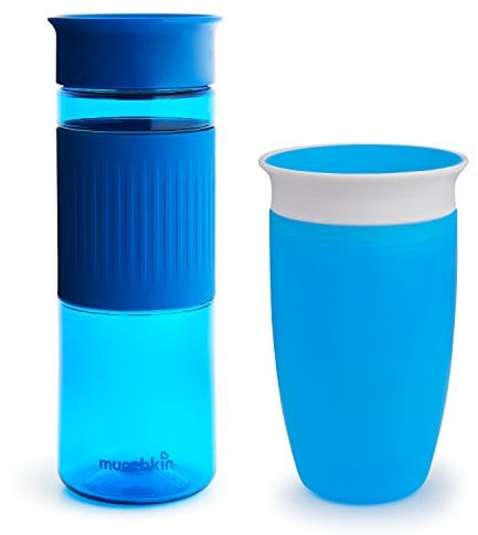 Munchkin - Tasse Miracle 360ᵒ, Set pour Adulte et Enfant, 710 ml/296 ml, Bleu