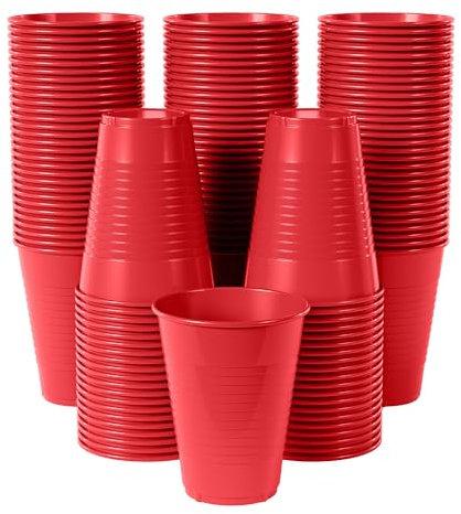 Exquisite 50 Count - Red 12 Oz Plastic Cups Disposable Party Cups - Red Plastic Tumblers For All Occasions With 50 Red Disposable Plastic Cups Per Pack