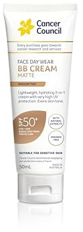 Cancer Council SPF 50+ Face Day Wear BB Cream Matte Medium Tint 50ml