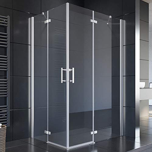 SONNI Duschkabine 100x80 cm eckeinstieg 195cm Höhe Klarglas 6mm ESG duschkabine scharniertür duschabtrennung 100 x 80 eckeinstieg