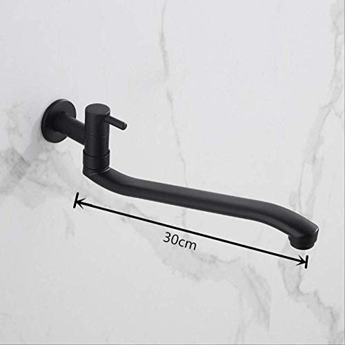 Grifos De Baño Extra Largos De Cobre Negro Mate, Lavadero, Cocina, Grifo De Fregadero Montado En La Pared, Grifos De Agua Fría Para Exteriores 30cm