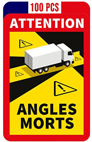 lepni.me 100 Stück LKW Toter Winkel Aufkleber Frankreich | Extra Starke Haftung und UV Schutz | Attention Angles Morts Sticker | Winkel Warntafel Fahrzeugaufkleber (100PCS LKW)