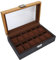 Archuu Scatola per Orologi in Legno massello a 12 Slot, Display a 2 Colori, Custodia per Raccolta, Organizer Vintage Classico 31,5 x 19,8 x 8 cm, per Uomo