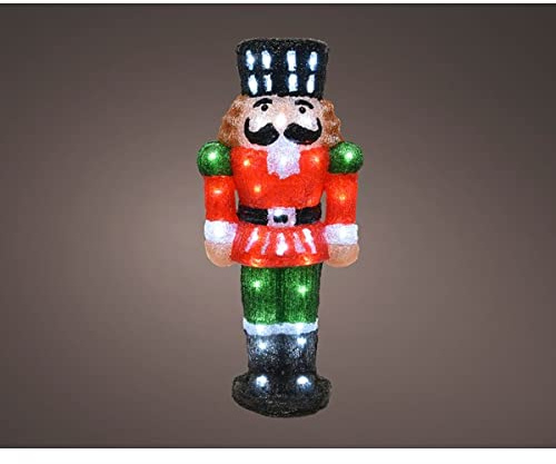 Kaemingk Everlands Outdoor LED Illuminated Nutcracker 60cm, White,green,red
