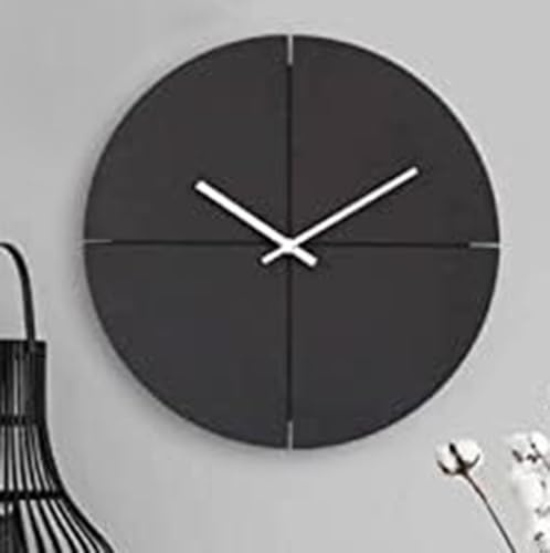 K&L Wall Art MDF Holz Wanduhr Schwarz lautlose Retro Wanduhren 30cm groß Rund minimalistisch ohne Ticken