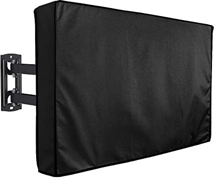 Outdoor Waterproof TV Cover 22-24 Universal Weatherproof Dustproof Black Flat Screen Cover with Remote Control Pocket Patio Television Protector for Outside LCD LED OLED TV Screens (22-24, Black)