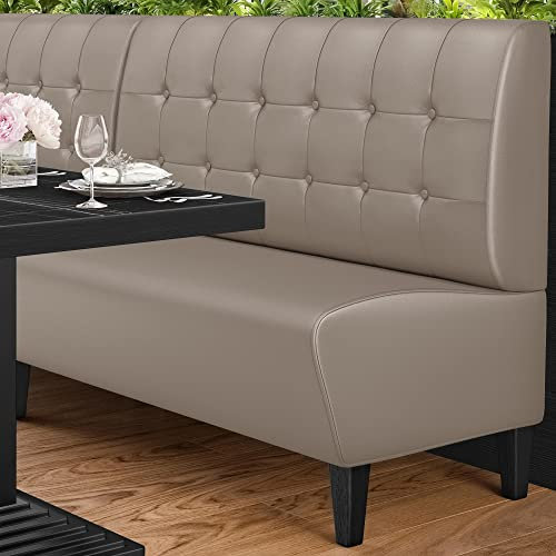 GGMMÖBEL Miami | Gastrobank | B:H 120 x 103 cm | Taupe | Chesterfield Button | Leder | Gastro Sitzbank, Bistrobank, Gastro Polsterbank
