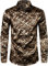 PARKLEES Men's Hipster Leopard Printed Silk Like Satin Button Up Dress Shirt for Party Prom Brown XXL