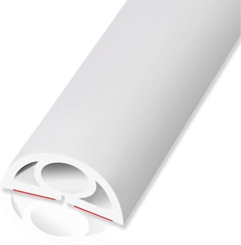 Passe Câble Sol Protège-câbles De Sol, 2 Cm De Largeur Cache-câble De Plancher Facile À Installer, Passage Câble Plancher en PVC(Color : White Color, S : 3.3 ft)