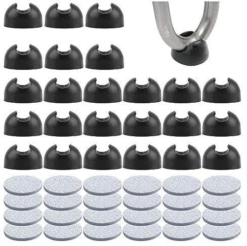 UFURMATE Lot de 24 Protections de Pieds en épingle à Cheveux en Plastique avec Patins en Feutre antidérapants pour Pieds de Chaise Ronds (10 mm, Noir)