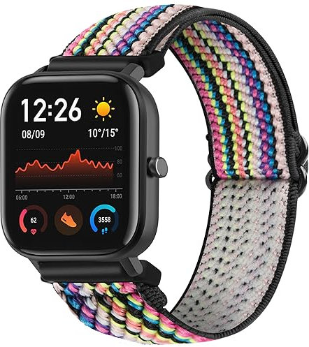 SITAFU Correa para Amazfit GTS/GTS 2/GTS 3,20MM Pulsera de Nylon Elástica para Amazfit Bip/GTS 2 mini/GTS 2e - Correas de Repuesto Trenzadas Ajustables para per Amazfit Bip U/Bip U Pro/Bip lite