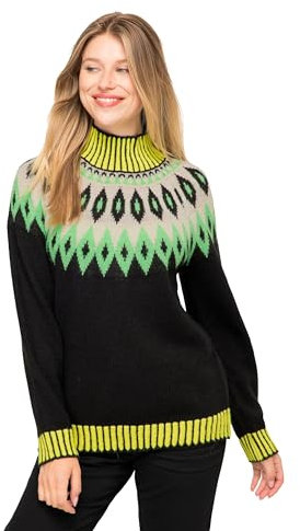 Laurasøn Norwegerpullover, Wollanteil, Stehkragen, Langarm, mit recyceltem Polyester schwarz L 823001100-L