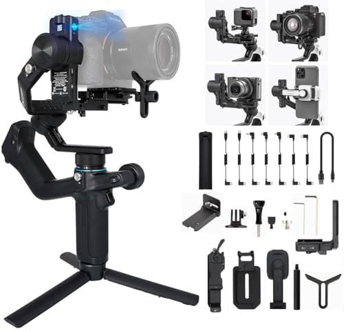 Feiyu SCORP-Mini-2 Stabilizzatore cardanico a 3 assi,Tracciamento dell'intelligenza artificiale per Fotocamera mirrorless e fotocamera tascabile,per Telecamera d'azione come GoPro e smartphone