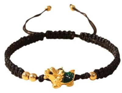 jileijar 2024 New Year Lucky Dragon geflochtene Schnur-Armbänder, Jahr des Drachen, Glück, Reichtum, Feng Shui Pi Yao, verstellbares Armband, Schmuck, Geschenke, Damen und Herren, Metall, Kein