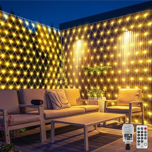 CORST 6X2M Large Net Fairy String Lights for Bushes Plug in,300LEDs Outdoor Net Lights Mesh Garden Tree Light, Waterproof,Connectable,with Remote Timer for Xmas Yard(Warm White)