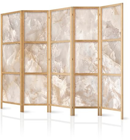 murando - Paravent Innen Raumteiler Holz Botanik Abstrakt 225x172 cm 5-teilig Japanische Trennwand Raumtrenner Room Divider Mobiler Sichtschutz Spanische Wand Raum Abtrennung Natur f-C-0458-bh-c