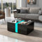 Aunvla Moderner Hochglanz Couchtisch mit Fernbedienung16 Farben LED Lichter, versenkbares verstecktes Fach, LED Sofa Ablagetisch für Wohnzimmer, 73 * 60 * 34cm Hochglanz Schwarz