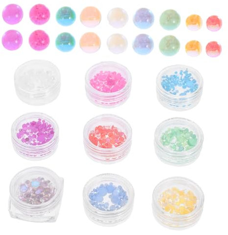 MAGICLULU Cute Nail Charms 9 Boxes of for Nails Nail Art Beads Mermaid Face Gems Bedazzling Gems for Diy Nail Art