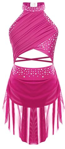 YiZYiF Vestito da Balletto Bambina Costume di Danza Senza Maniche Abito da Ballo Lirico Contemporaneo Body da Ginnastica Vestito Pattinaggio Artistico