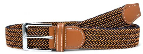 SEGMENTES Ausziehbarer geflochtener Gürtel, Blau-Orange, One size