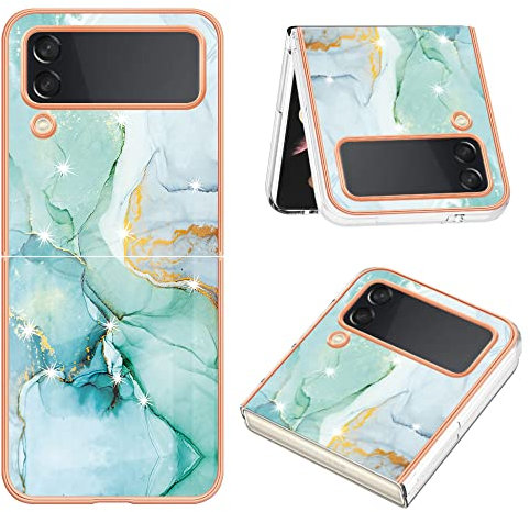 Kompatibel mit Samsung Galaxy Z Flip4 5G Absturzsicherung Hülle,2 in 1 (TPU+PC Panel) Transluzente Schutzhülle für das Handy Green