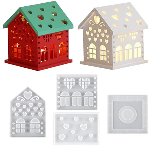 SVOCK Stampo a Forma di Casa, Stampi in Silicone per Colata Case 3d Casa, Stampo per La Casa per Candele Fai da Te, Stampi per Gesso per La Casa per Candele Fai da Te, Stampi per Gesso