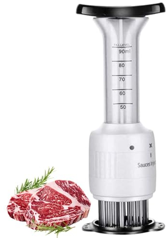 Steakklopfer, Edelstahl-Fleischklopfer, Spritze, Fleisch-Steaks-Spritze, Fleisch-Marinade-Zartmacher, Soßenspritze, Steaks, -Spritze, Koch für Rovisionen